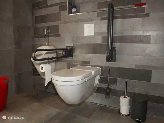 ievers et fryslân | Pays-Bas, Frise, Oosterwierum - maison de vacances Salle de bain spacieuse avec barres d'appui pour handicapés