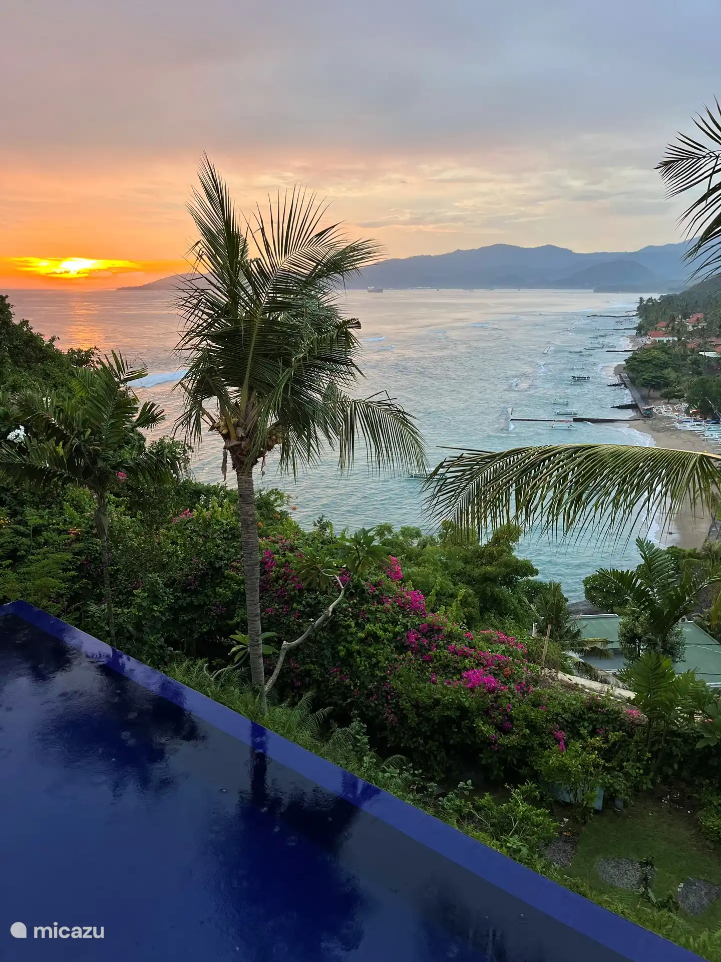The swimming pool overlooking the bay