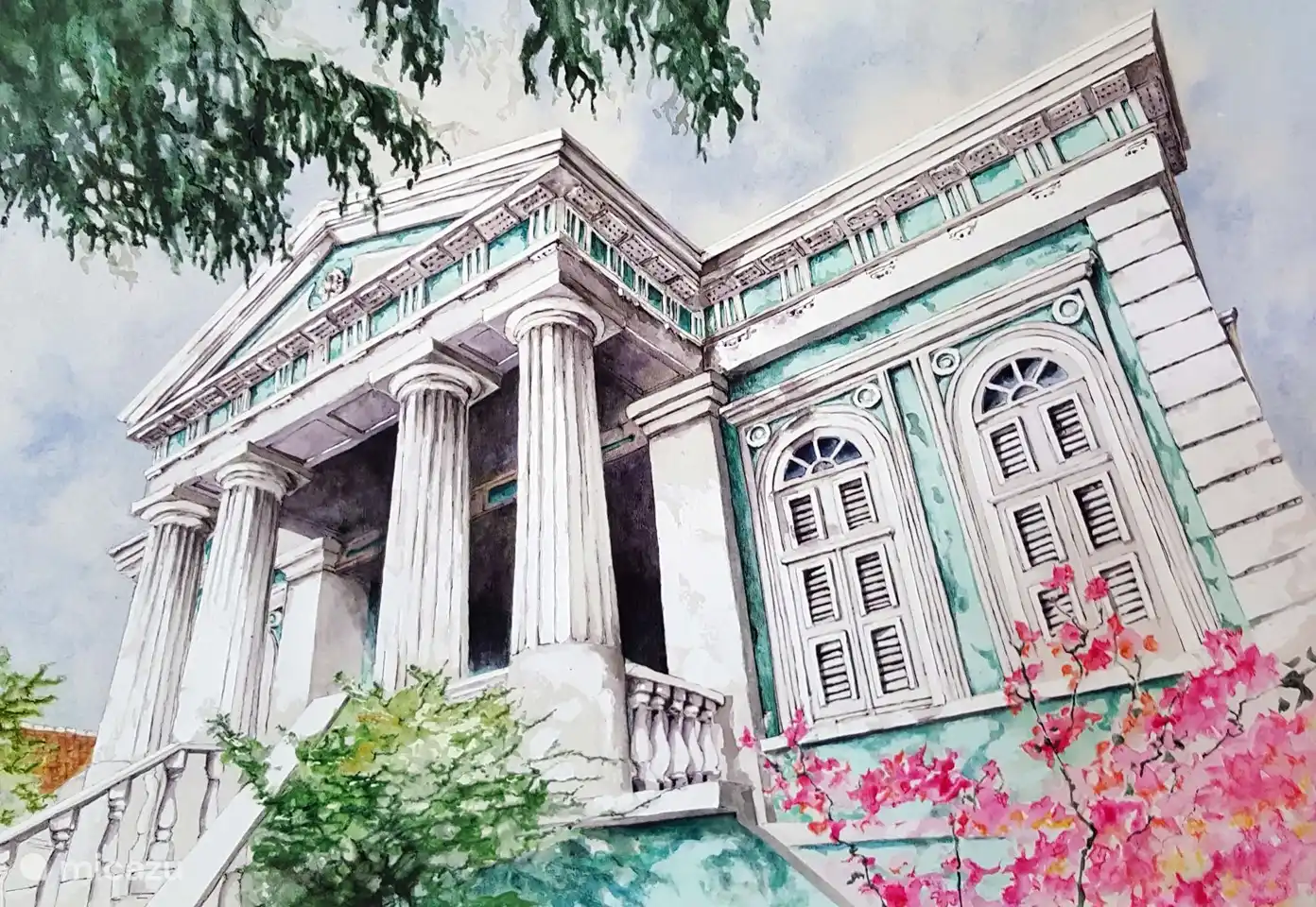 Villa Maria in Scharloo, geschilderd door Cats.