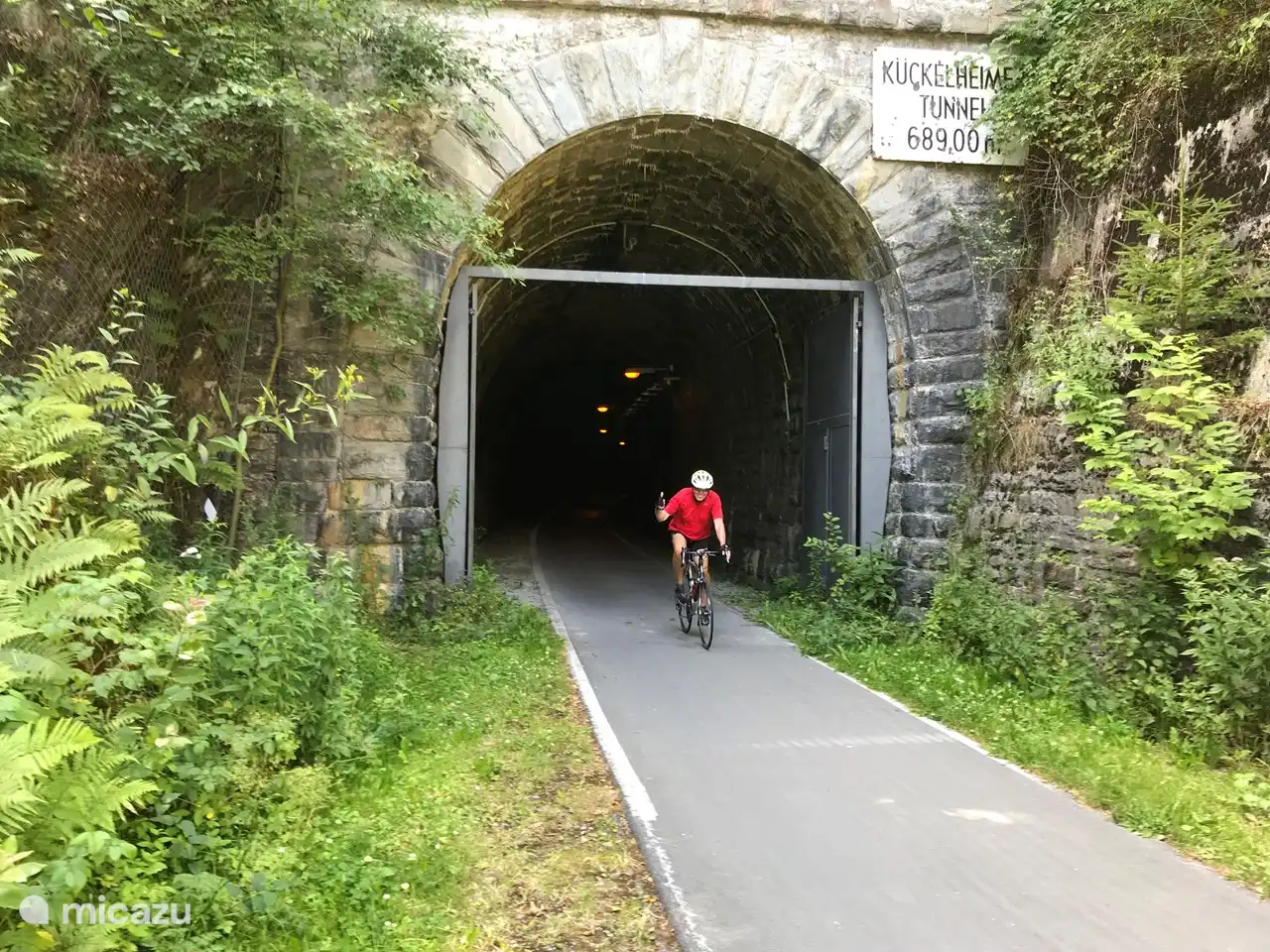 Vleermuizen tunnel op 300 m. Radringfietspad op 200 m van Haus Inspiration.  