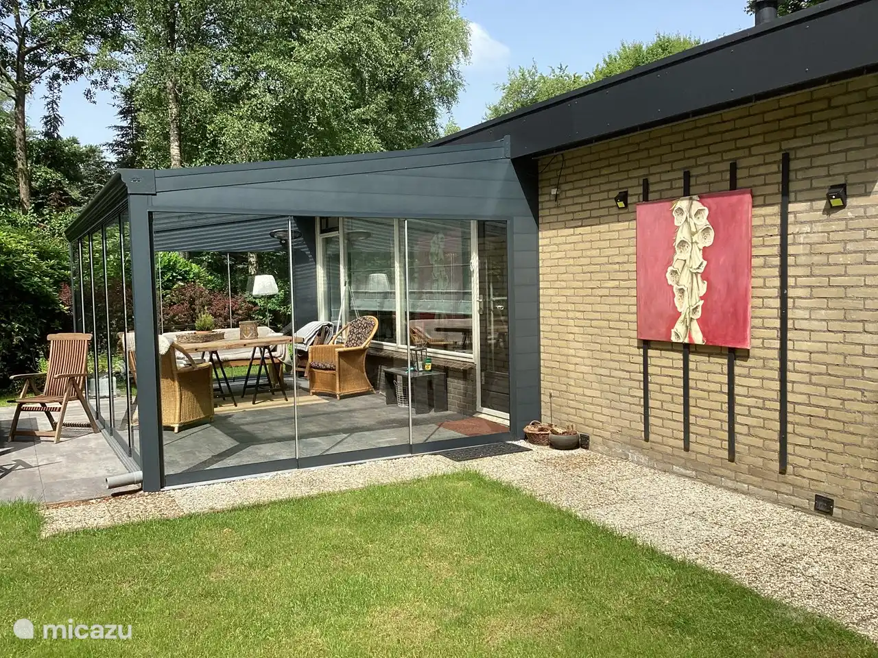 Haus mit Wintergarten alle Schiebefenster lassen sich öffnen