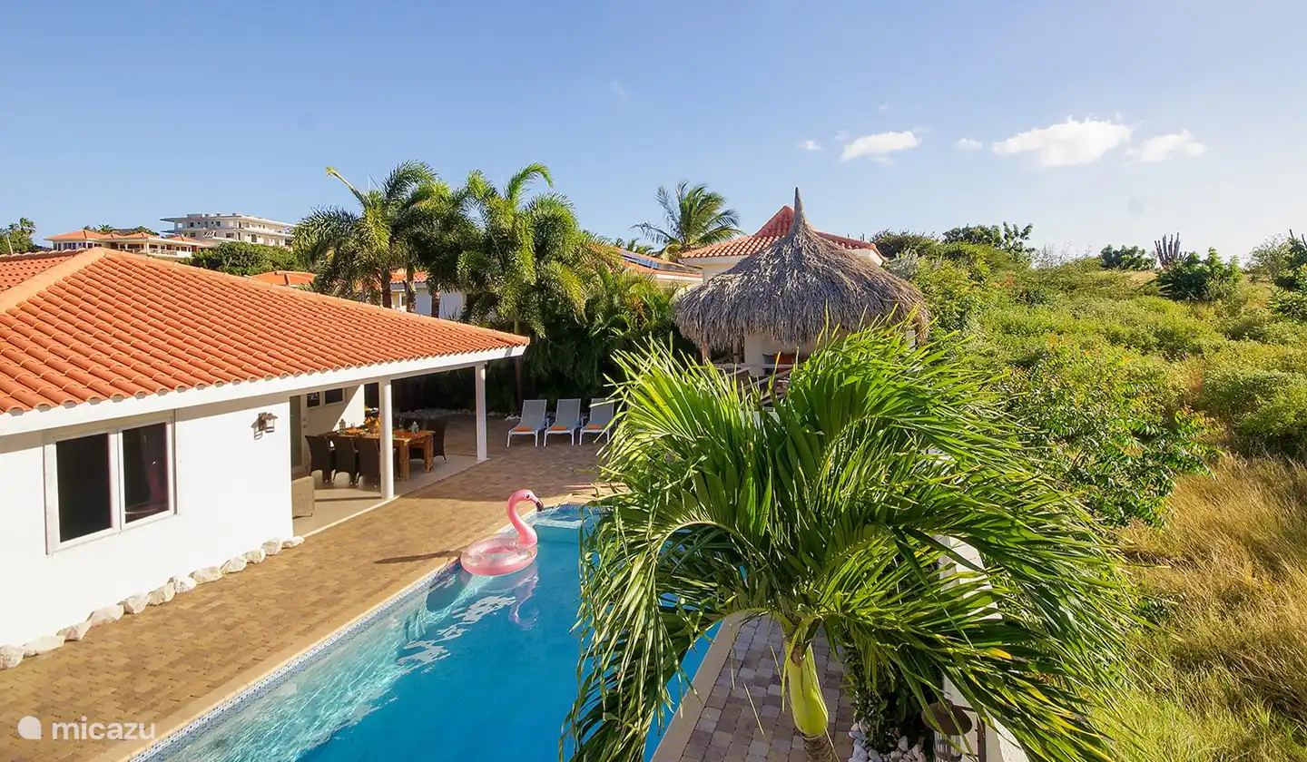 Photo d'ensemble de la maison et de la piscine