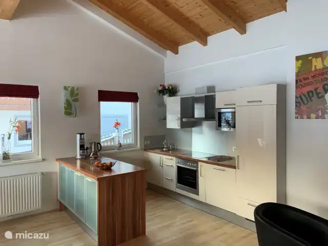 Haus-Myrte | Autriche, Salzburgerland, Flachau - appartement La cuisine de luxe, avec lave-vaisselle, bouilloire, cafetière, four à convection, micro-ondes, réfrigérateur / congélateur.