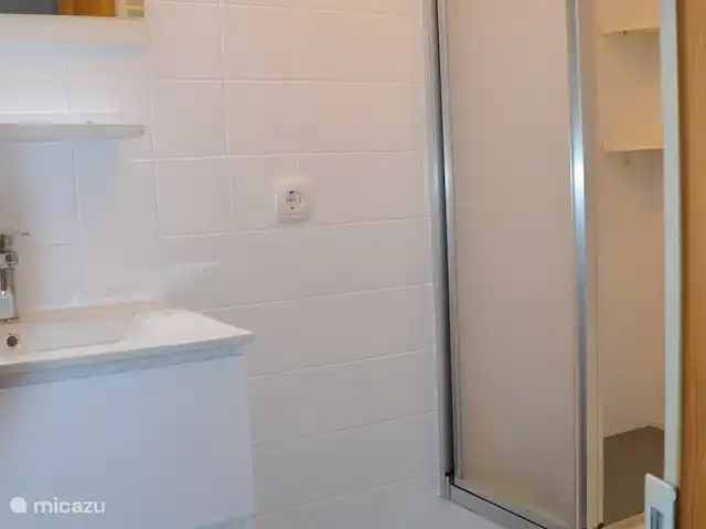 Casa de vacaciones Neuludwigsdorf en Alemania, Sauerland, Neuludwigsdorf - casa vacacional Baño con lavabo y ducha en el sótano.