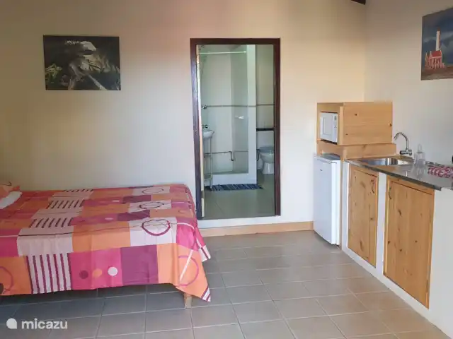 Location de Vacances Curaçao, Curaçao-Centre, Willemstad, appartement - Appartement avec piscine privée La salle de bain est adjacente au salon/chambre.