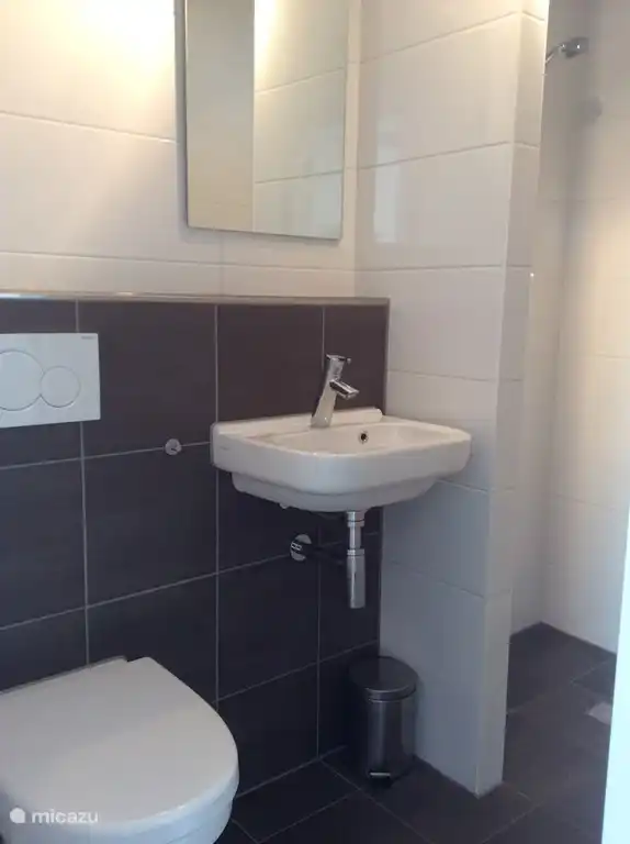 Badezimmer mit Waschbecken und Toilette