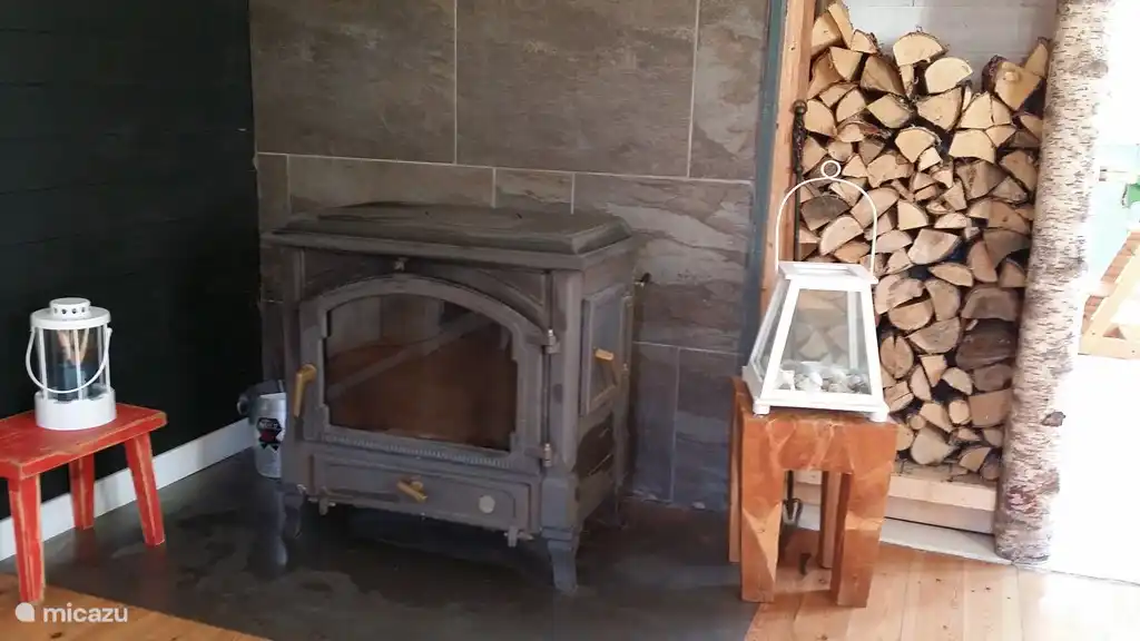 Fireplace is ready, enough wood for a week.
