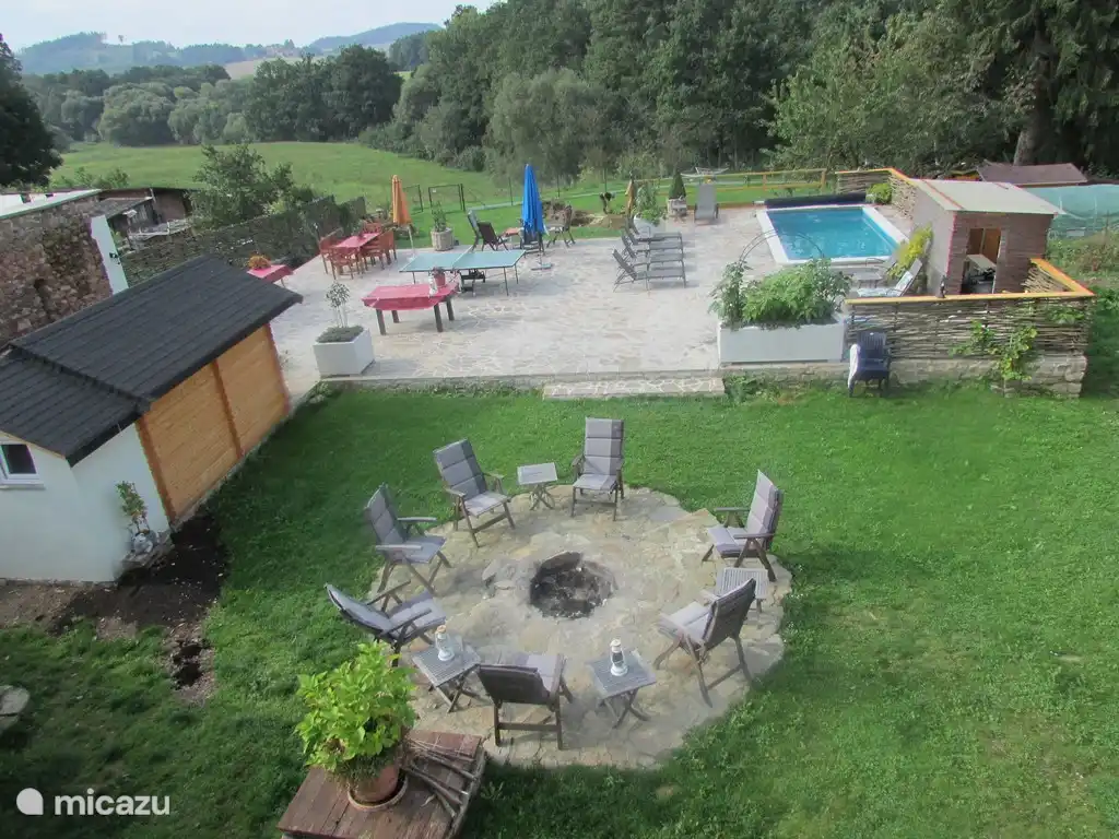 Our renovated terrace. With on the left the new outdoor sauna.