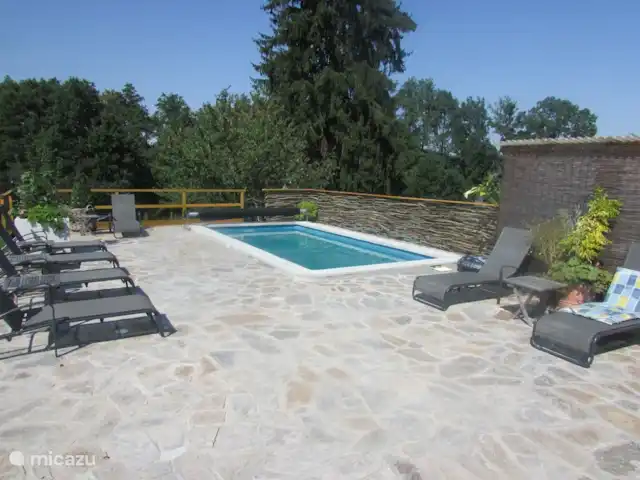 Studio Budkov | République Tchèque, Sud de la Bohême, Vlachovo Brezí - maison de vacances Notre piscine est chauffée, avec jet stream et de jolis transats.