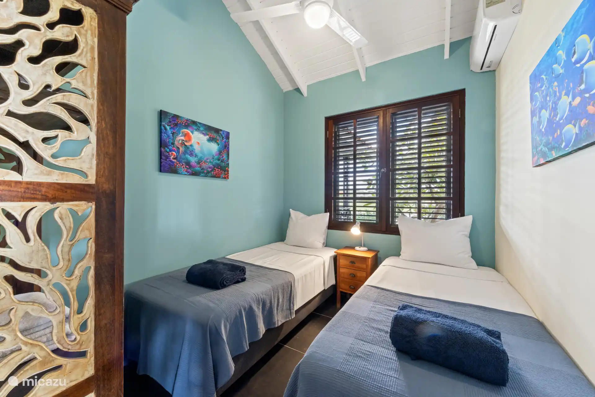 Derde slaapkamer met 2 eenpersoons bedden