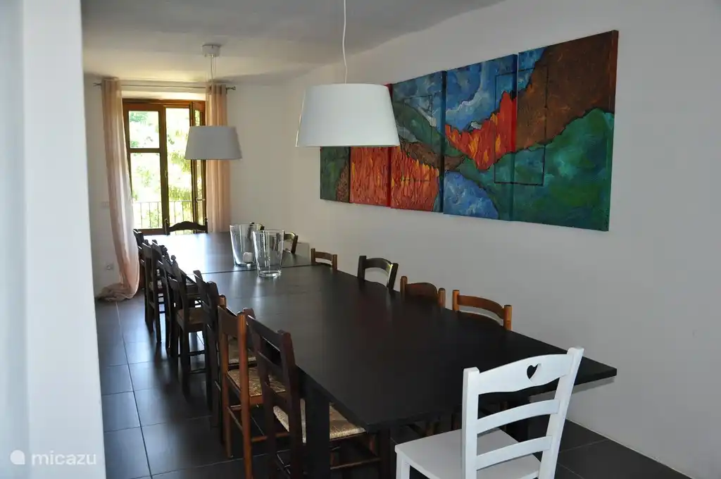 Dining area first floor. Of course you can also use the the big outdoor dining tables in the garden.