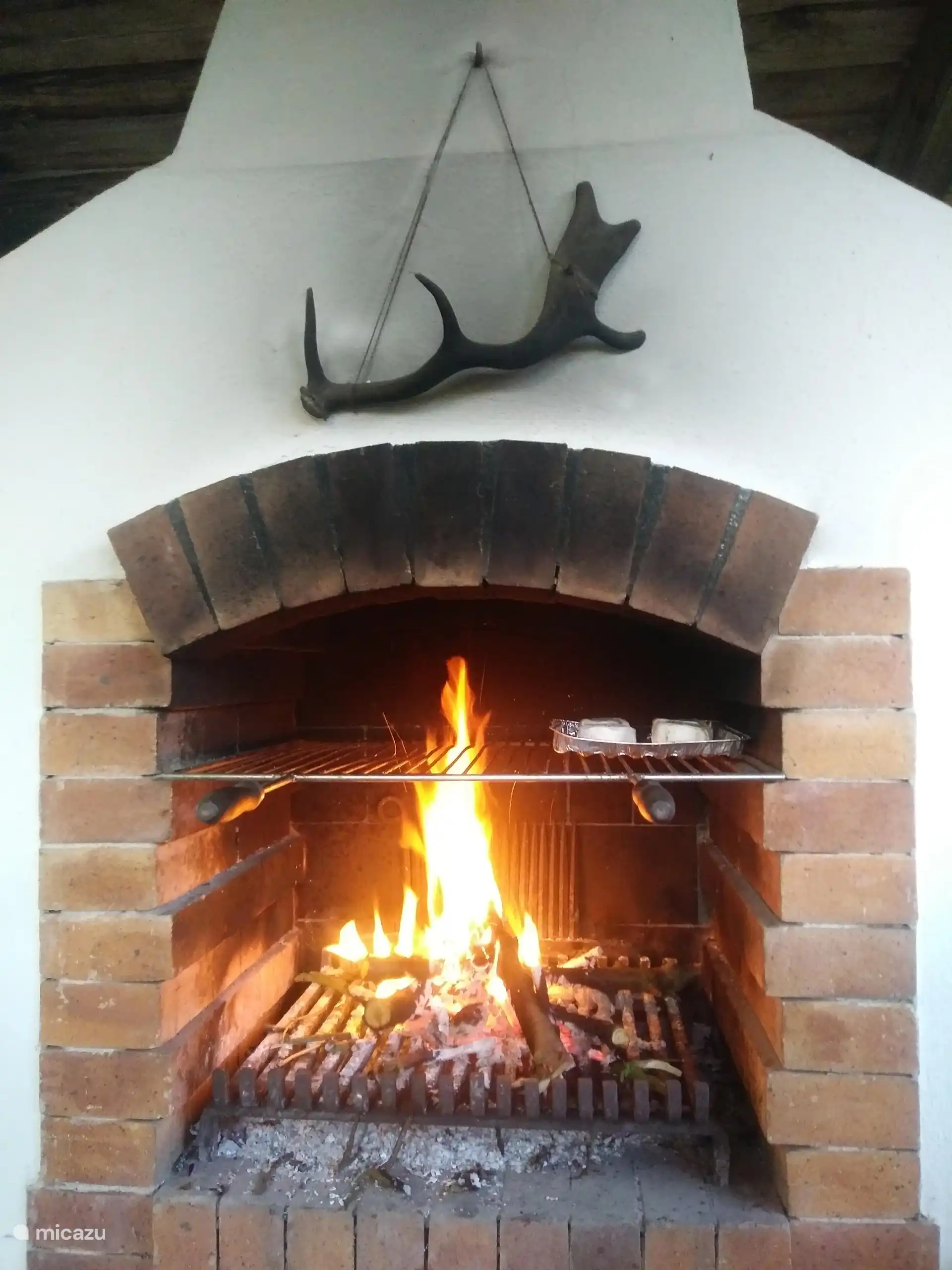 Gran barbacoa en la pérgola. La leña está suficientemente disponible.