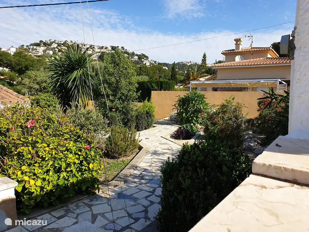 Jardín delantero/superior con plantas mediterráneas que eliminan por completo el jardín inferior y la piscina del paisaje urbano y crean una maravillosa privacidad.