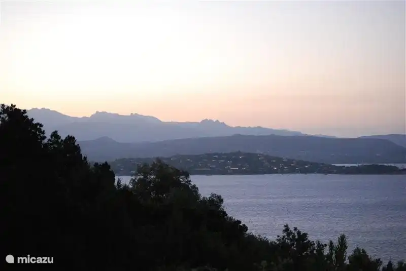 The view from the cottage, the bay of Porto Vecchio at sunset