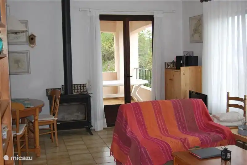 The fine wood stove in the living room