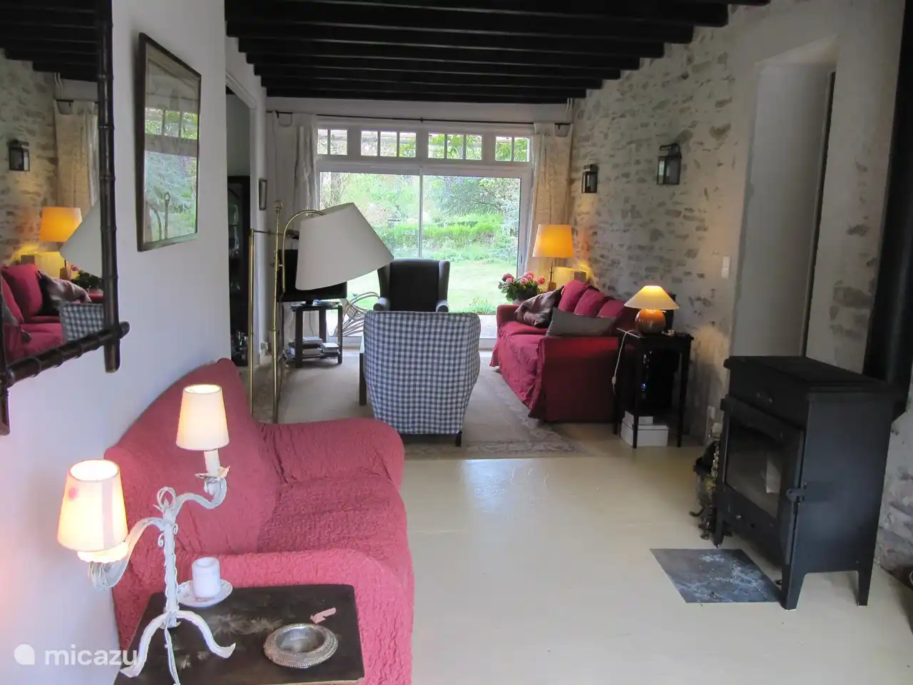 sitting room with wood burner