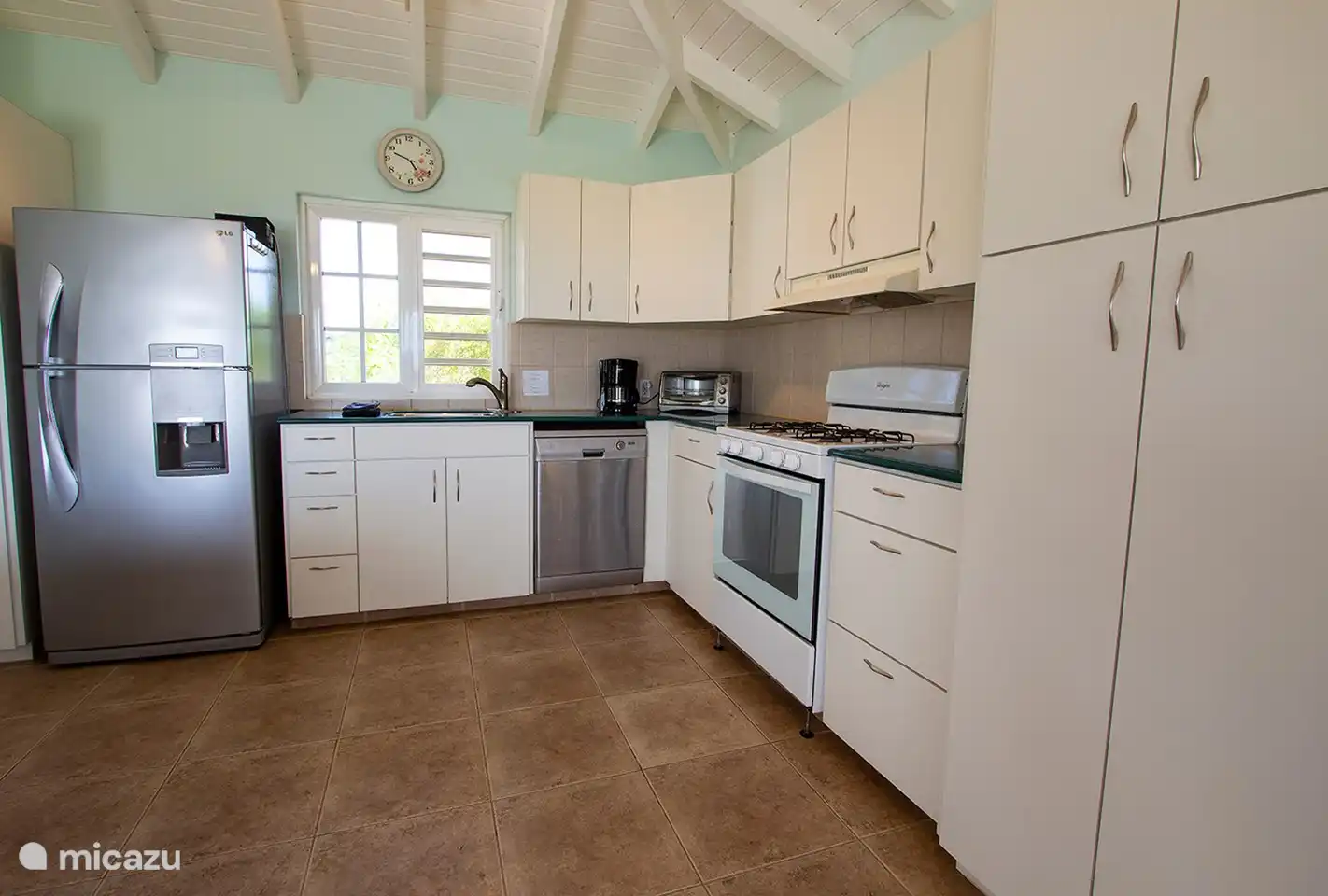Here you can see the kitchen of Casa di Bon Bientu Bonaire located on the first floor.