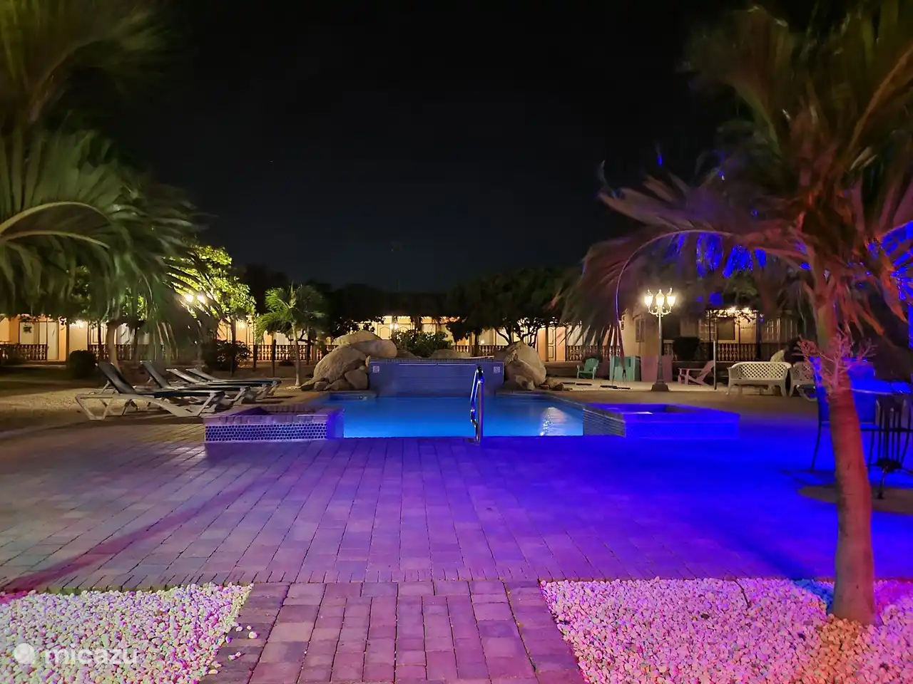 tropischer Garten am Abend