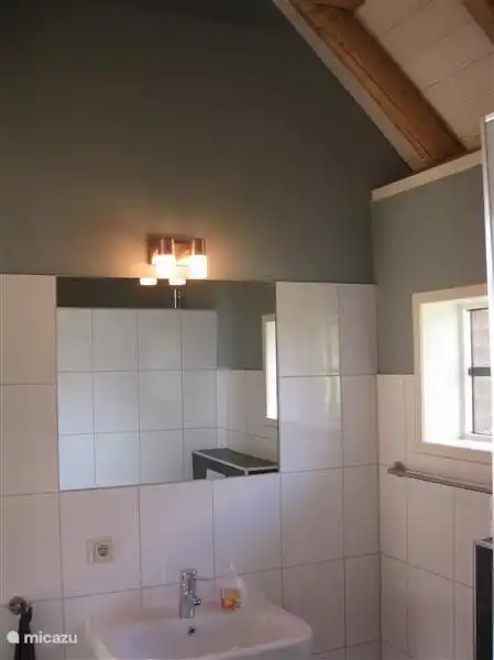 Badkamer. Let op de originele bouwdetails
