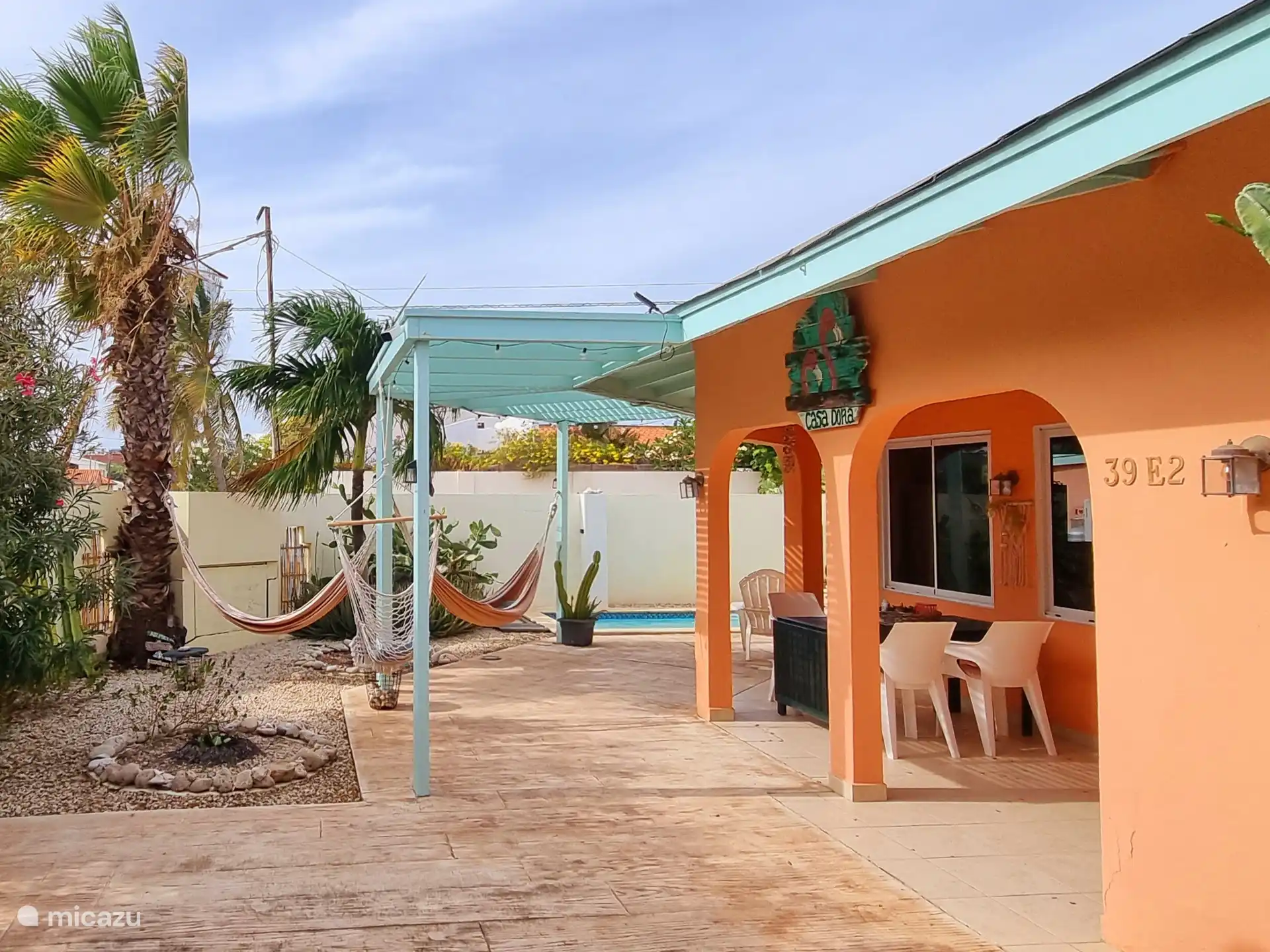 Garten, Terrasse, Hängematten, Patio und Pool.