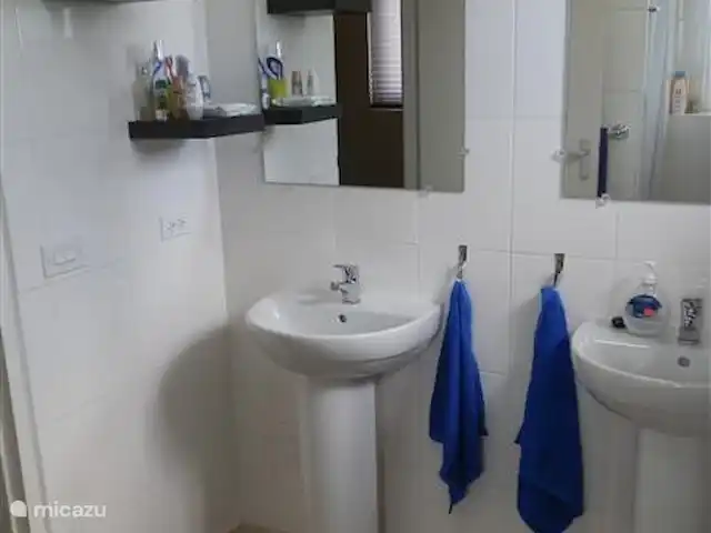 Villa Korsow | Curaçao, Banda Abou (ouest), Big Mountain - villa La chambre principale possède sa propre salle de bain moderne avec deux lavabos.