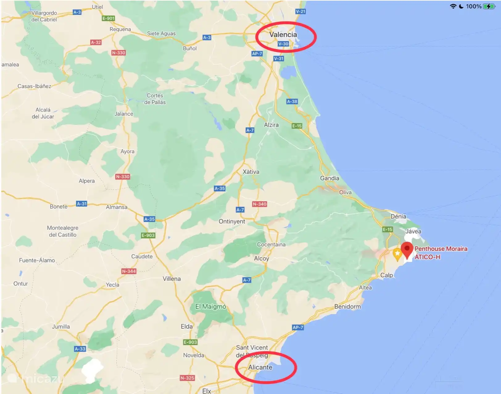 Moraira liegt zwischen Valencia 75 und Alicante 60 Autominuten entfernt. Für Ihr Auto ist in der Tiefgarage ein Platz reserviert