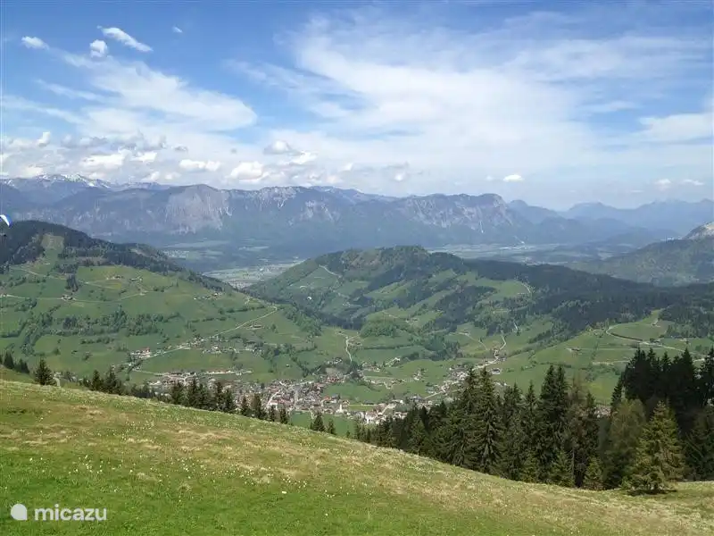 View of the village of Niederau from the Markbachjoch mountain.