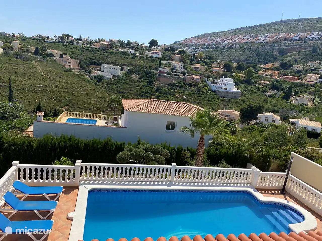 View from the roof terrace, sea view on the left.