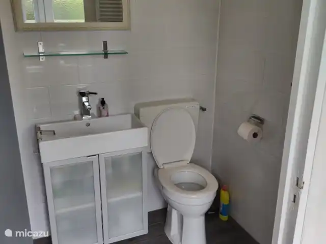 Location de Vacances Pays-Bas, Zélande, Baarland, bungalow - Bergeronnette grise Scheldeoord Salle de bain avec douche, lavabo et toilette