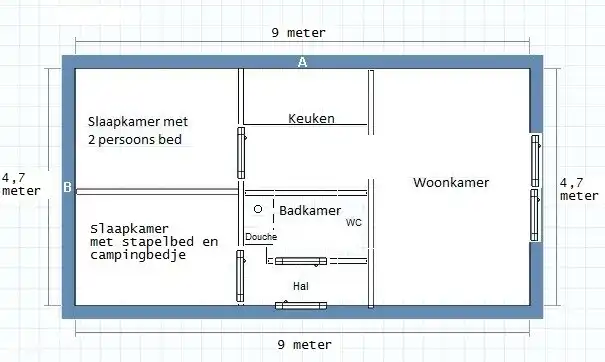 Grundriss des Ferienhauses.
