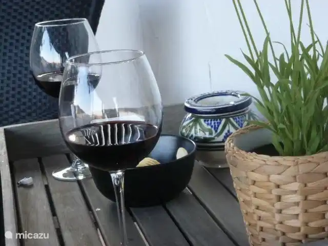 The small seating area on the terrace in the shade.