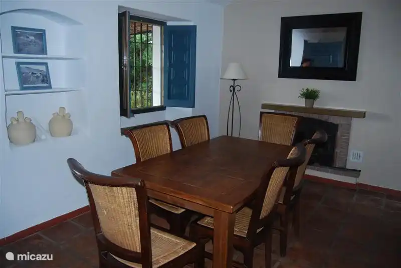 Dining room with fireplace