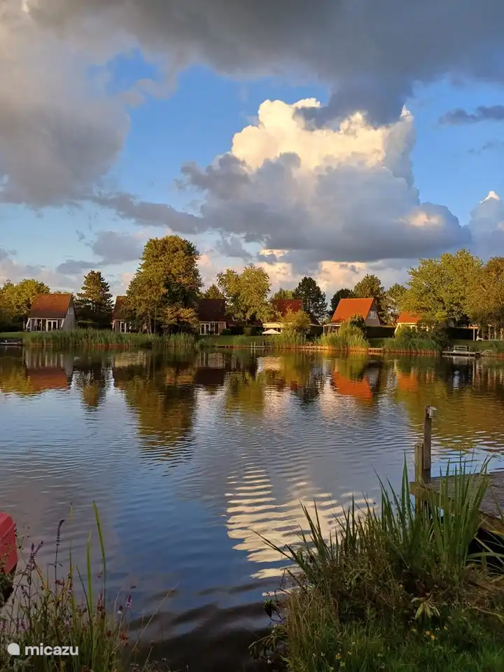 Wunderbare Wolken und Wasservögel.