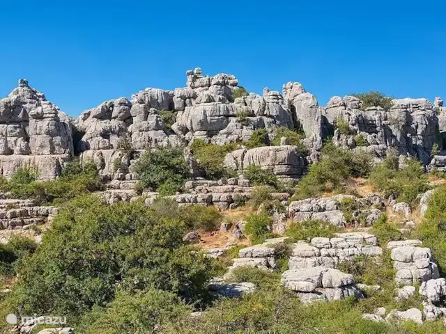 Villa de vacances de luxe, Finca Nirvana | Espagne, Andalousie, Colmenar - maison de vacances El Torcal est une petite chaîne de montagnes entre les villes d'Antequera et de Málaga. Les roches ici formaient à l'origine le fond marin et ont lentement changé au cours de millions d'années. La flore et la faune exubérantes sont un rappel dans ce lieu magnifique, considéré comme unique en Europe.