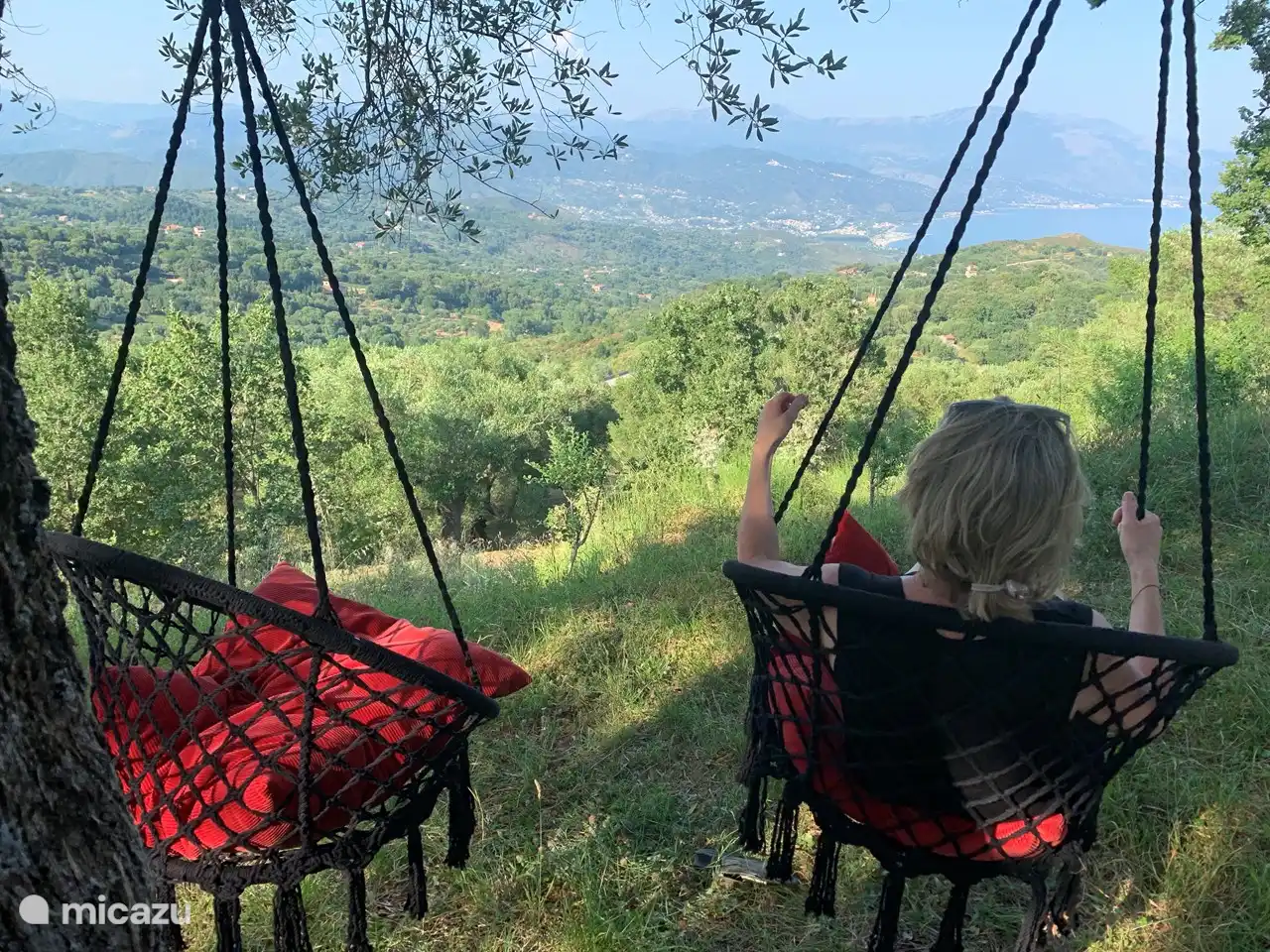 Precioso columpio en el huerto.