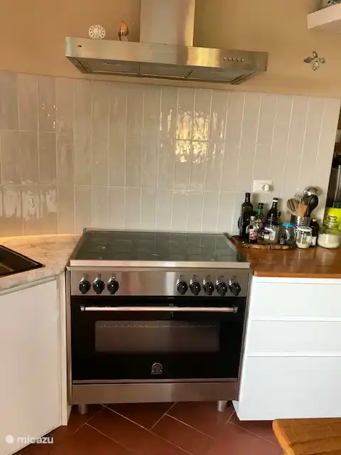 Cocina con estufa de gas, horno, lavavajillas.