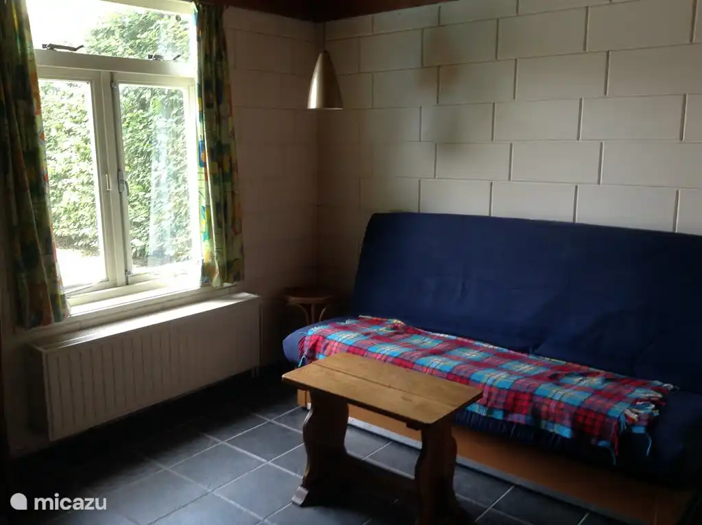 In het badhuisje staat een 2-persoons slaapbank. 