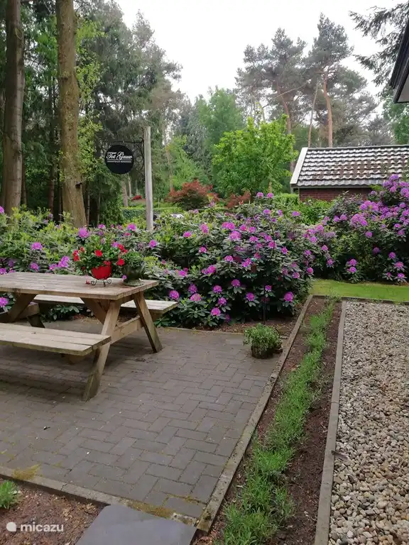 Voorkant huis kun je ook heerlijk zitten.