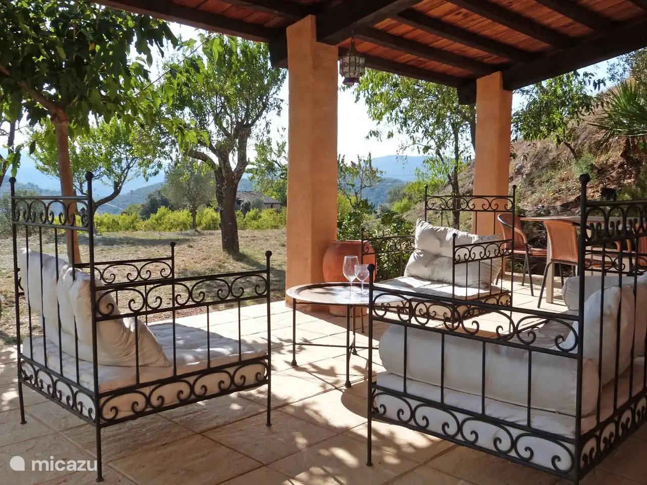 The covered terrace of Casa Milan, the place to chill with beautiful views.
