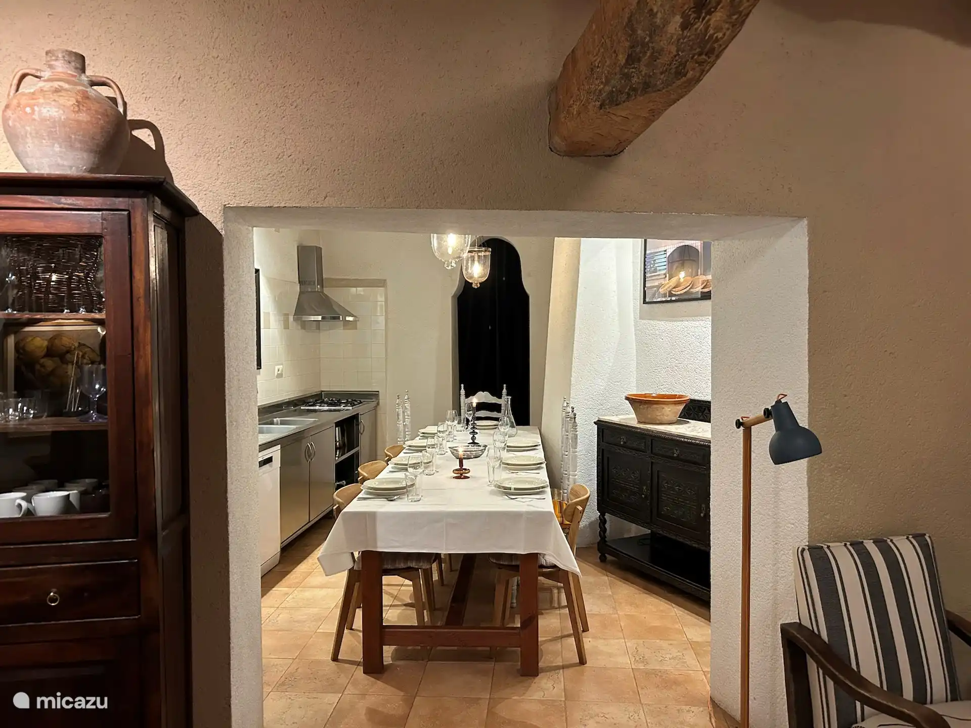 From the living room to the kitchen.