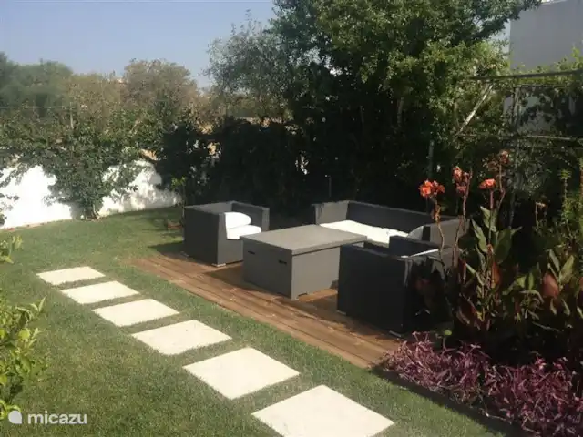 Casa Veromar en Portugal, Algarve, Carvoeiro - casa vacacional Sala de estar con chimenea a gas