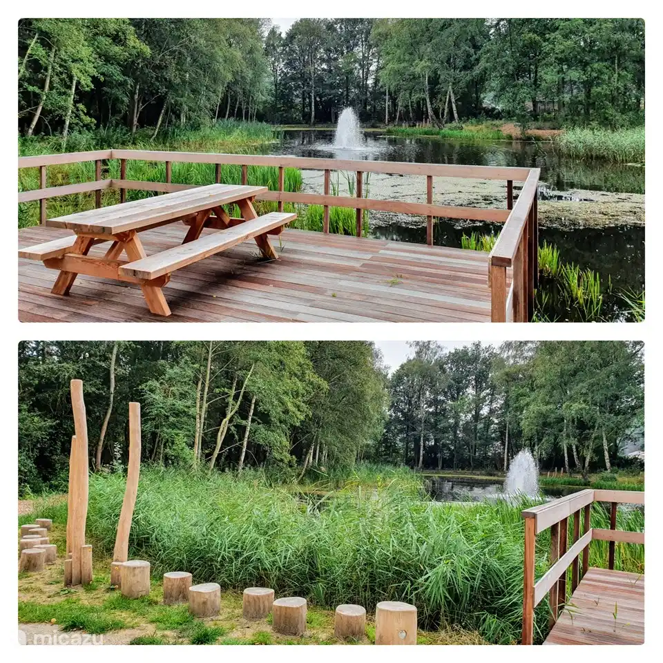 L'étang de jeux récemment construit devant l'hôtel.