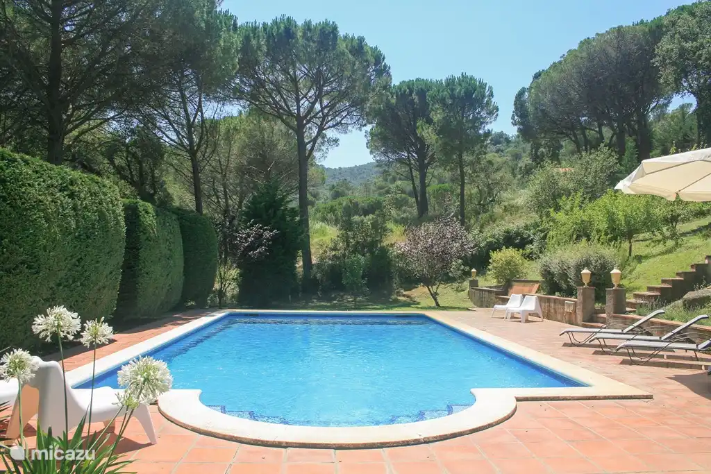 Schwimmbad mit Blick auf die Hügel und Wälder