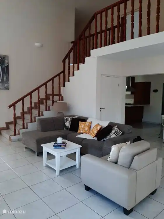 Woonkamer met trap naar de vide