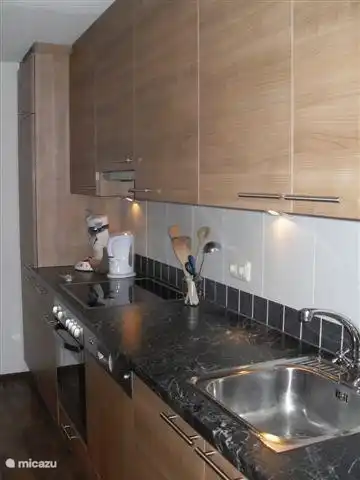 La espaciosa cocina; completo con lavavajillas, nevera grande con congelador.