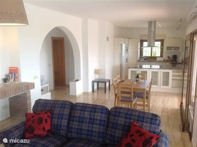 View of the open kitchen from the sitting area.