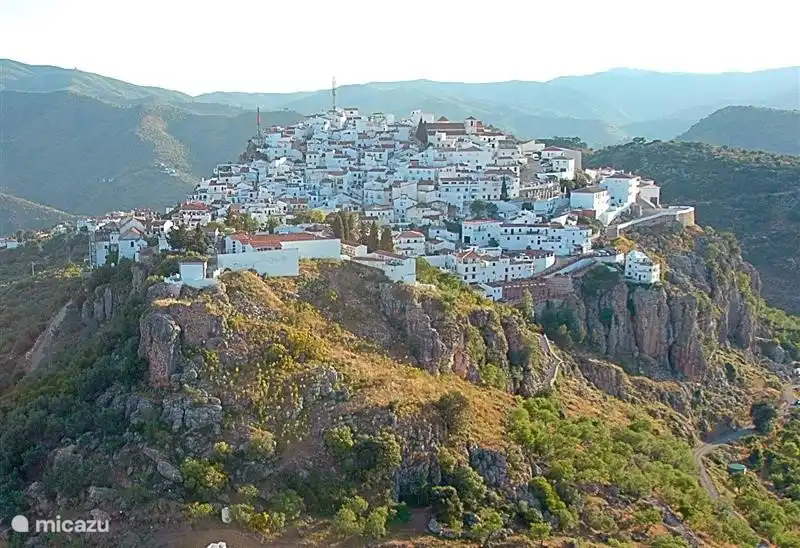 An aerial view of Comares, looking south-west. Beauty, tranquility and nature in the hinterland of the Costa del Sol. A great destination for your vacation!