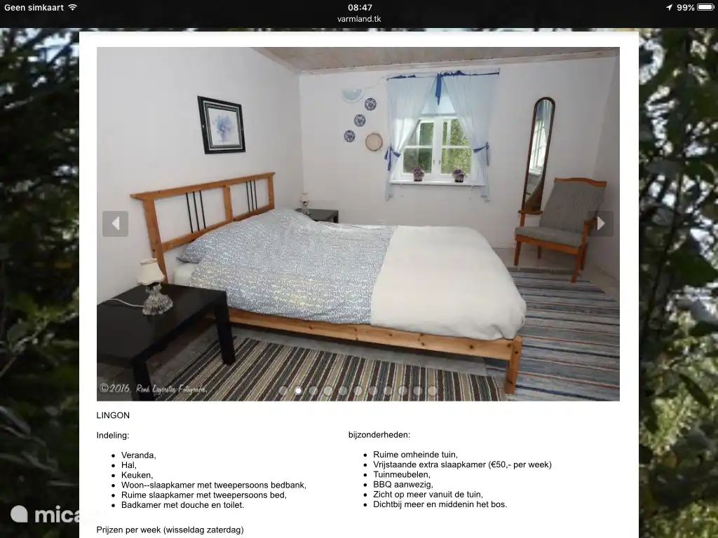 Slaapkamer met dubbelbed.