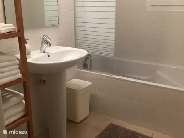 villa huren in Frankrijk, Ardèche, Vallon-Pont-d'Arc – Villa Marron 47 Het ligbad in de badkamer beneden.