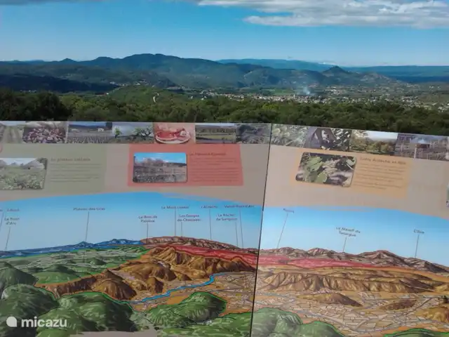 villa huren in Frankrijk, Ardèche, Vallon-Pont-d'Arc – Villa Marron 47 De tuinen en het uitzicht vanaf de Caverne is indrukwekkend.